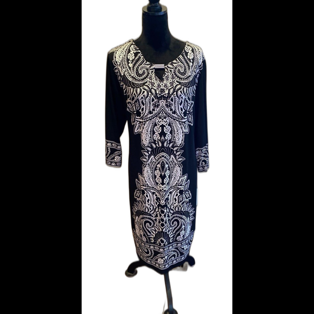 JM Collections Dress Stylish Black & White Holiday Party Dressy Size 1X Stretchy